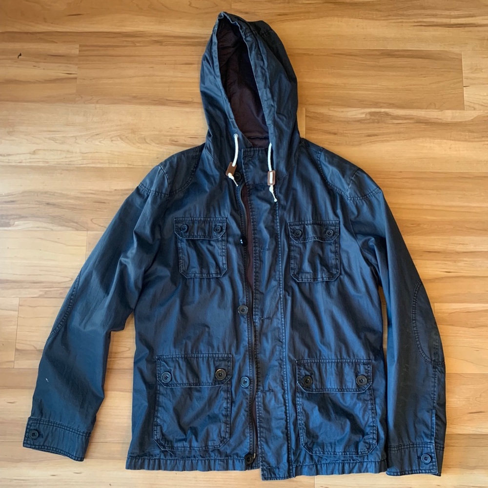 H&M Navy Blue Military Field Jacket with Hood